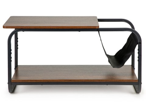 STOLIK KAWOWY LAWA STRUKTURA, LOFT, DO SALONU, Z PÓŁKĄ, CZARNY, DĄB, 87CM