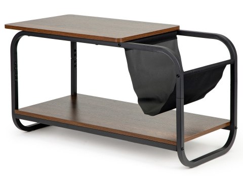 STOLIK KAWOWY LAWA STRUKTURA, LOFT, DO SALONU, Z PÓŁKĄ, CZARNY, DĄB, 87CM