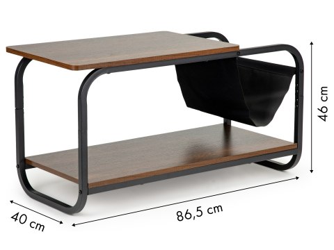STOLIK KAWOWY LAWA STRUKTURA, LOFT, DO SALONU, Z PÓŁKĄ, CZARNY, DĄB, 87CM