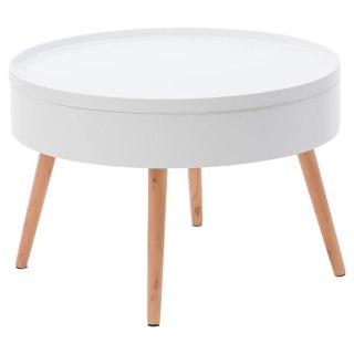 STOLIK KAWOWY NEXUS, OKRĄGŁY, LAWA, DO SALONU, LOFT, BIAŁY, Z PÓŁKĄ, 60 CM