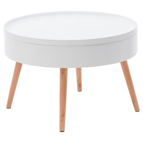 STOLIK KAWOWY NEXUS, OKRĄGŁY, LAWA, DO SALONU, LOFT, BIAŁY, Z PÓŁKĄ, 60 CM