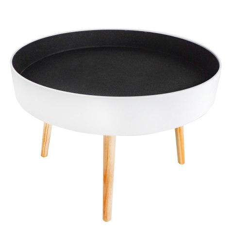 STOLIK KAWOWY NEXUS, OKRĄGŁY, LAWA, DO SALONU, LOFT, BIAŁY, Z PÓŁKĄ, 60 CM