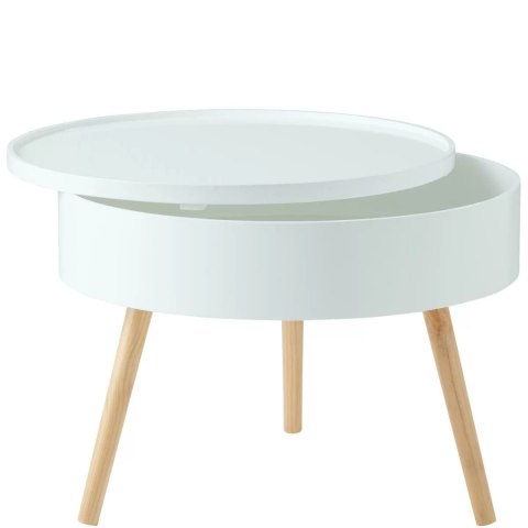 STOLIK KAWOWY NEXUS, OKRĄGŁY, LAWA, DO SALONU, LOFT, BIAŁY, Z PÓŁKĄ, 60 CM