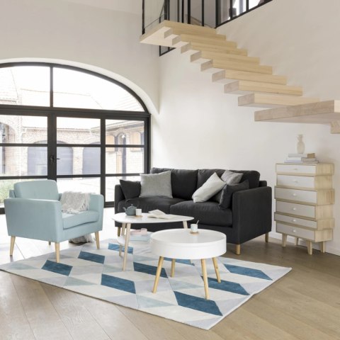 STOLIK KAWOWY NEXUS, OKRĄGŁY, LAWA, DO SALONU, LOFT, BIAŁY, Z PÓŁKĄ, 60 CM