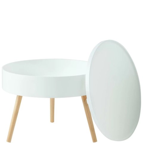 STOLIK KAWOWY NEXUS, OKRĄGŁY, LAWA, DO SALONU, LOFT, BIAŁY, Z PÓŁKĄ, 60 CM