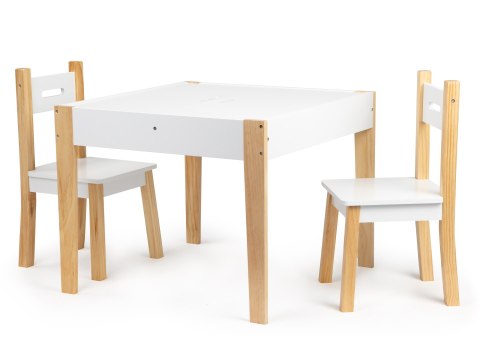STOLIK DLA DZIECI ZESTAW 2 KRZESŁA, LUMINOR, BIAŁY, LOFT, Z PÓŁKĄ, STÓŁ, CM