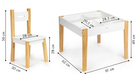 STOLIK DLA DZIECI ZESTAW 2 KRZESŁA, LUMINOR, BIAŁY, LOFT, Z PÓŁKĄ, STÓŁ, CM