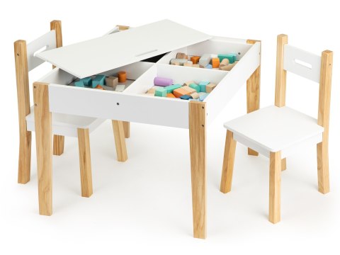 STOLIK DLA DZIECI ZESTAW 2 KRZESŁA, LUMINOR, BIAŁY, LOFT, Z PÓŁKĄ, STÓŁ, CM