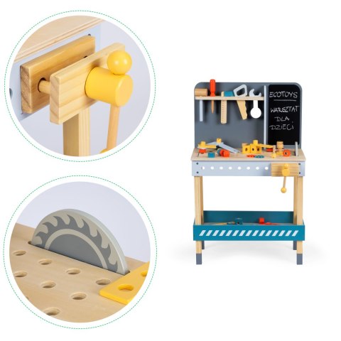 WARSZTAT DREWNIANY DLA DZIECI ARTIGIANO, NARZĘDZIA, ECOTOYS, EDUKACYJNY