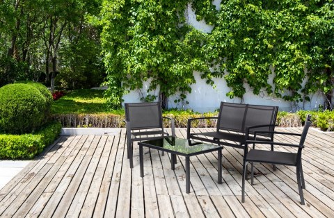 ZESTAW MEBLI OGRODOWYCH AESTUS, TARAS, BALKON, STÓŁ, 2 FOTELE, ŁAWKA