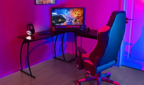 BIURKO NAROŻNE LOFT NEXUS CZARNE, GAMINGOWE, KOMPUTEROWE, METALOWE, DUŻE