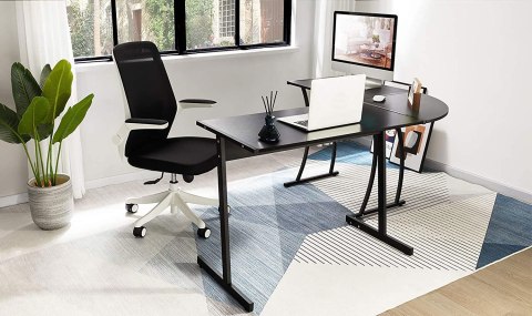 BIURKO NAROŻNE LOFT NEXUS CZARNE, GAMINGOWE, KOMPUTEROWE, METALOWE, DUŻE