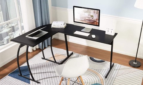BIURKO NAROŻNE LOFT NEXUS CZARNE, GAMINGOWE, KOMPUTEROWE, METALOWE, DUŻE