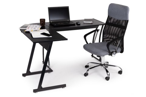 BIURKO NAROŻNE LOFT NEXUS CZARNE, GAMINGOWE, KOMPUTEROWE, METALOWE, DUŻE