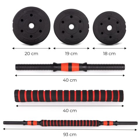 HANTLE REGULOWANE 20KG ZESTAW 2X10KG, SZTANGA, ASCENDO, FITNESS, TRENING