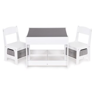 STOLIK I 2 KRZESEŁKA DLA DZIECI FIDUCIA, TABLICA KREDOWA, SCHOWKI, ECOTOYS