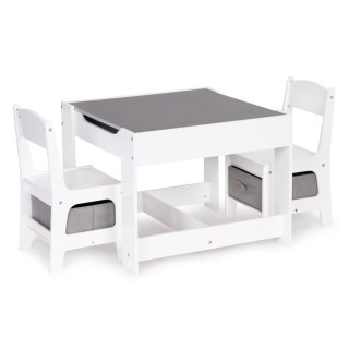 STOLIK I 2 KRZESEŁKA DLA DZIECI FIDUCIA, TABLICA KREDOWA, SCHOWKI, ECOTOYS