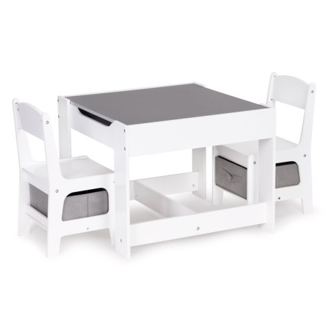 STOLIK I 2 KRZESEŁKA DLA DZIECI FIDUCIA, TABLICA KREDOWA, SCHOWKI, ECOTOYS