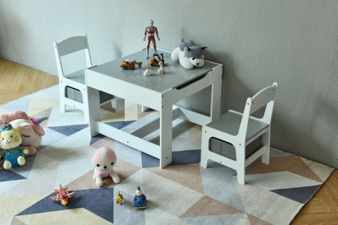 STOLIK I 2 KRZESEŁKA DLA DZIECI FIDUCIA, TABLICA KREDOWA, SCHOWKI, ECOTOYS