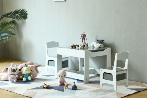 STOLIK I 2 KRZESEŁKA DLA DZIECI FIDUCIA, TABLICA KREDOWA, SCHOWKI, ECOTOYS