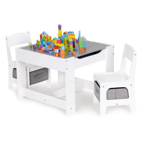 STOLIK I 2 KRZESEŁKA DLA DZIECI FIDUCIA, TABLICA KREDOWA, SCHOWKI, ECOTOYS