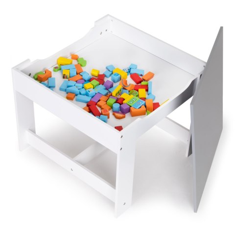 STOLIK I 2 KRZESEŁKA DLA DZIECI FIDUCIA, TABLICA KREDOWA, SCHOWKI, ECOTOYS