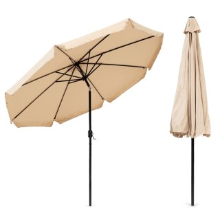PARASOL OGRODOWY 300CM, SOLARA, BEŻOWY, SKOŚNY, Z KORBKĄ, NA TARAS, DUŻY