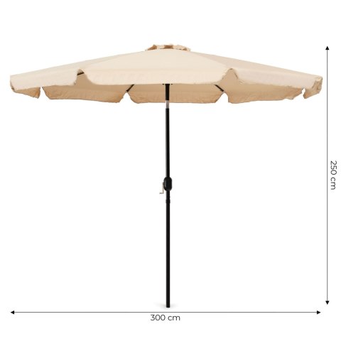 PARASOL OGRODOWY 300CM, SOLARA, BEŻOWY, SKOŚNY, Z KORBKĄ, NA TARAS, DUŻY