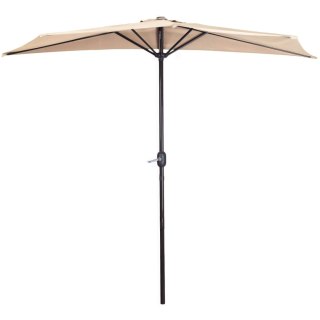 PÓŁPARASOL OGRODOWY BALKONOWY AEREA, 270CM, PRZYŚCIENNY, BEŻOWY, KORBKA