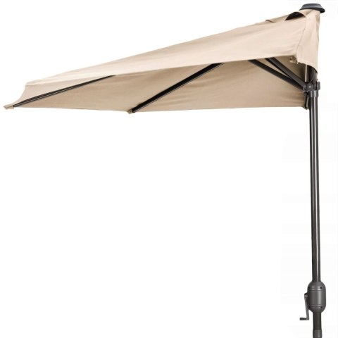 PÓŁPARASOL OGRODOWY BALKONOWY AEREA, 270CM, PRZYŚCIENNY, BEŻOWY, KORBKA