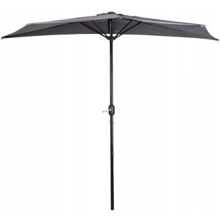 PÓŁPARASOL OGRODOWY BALKONOWY UMBRAE, 270CM, SZARY, ŚCIENNY, Z KORBKĄ