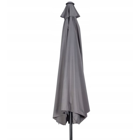 PÓŁPARASOL OGRODOWY BALKONOWY UMBRAE, 270CM, SZARY, ŚCIENNY, Z KORBKĄ