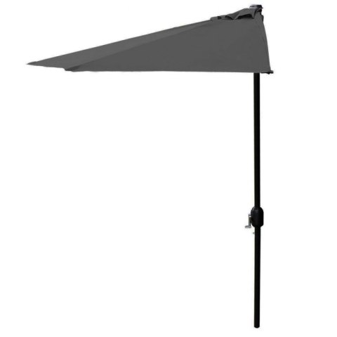 PÓŁPARASOL OGRODOWY BALKONOWY UMBRAE, 270CM, SZARY, ŚCIENNY, Z KORBKĄ
