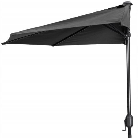 PÓŁPARASOL OGRODOWY BALKONOWY UMBRAE, 270CM, SZARY, ŚCIENNY, Z KORBKĄ