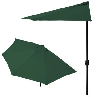 PÓŁPARASOL OGRODOWY SOLFINA, 270CM, BALKONOWY, TARASOWY, ZIELONY, KORBKA