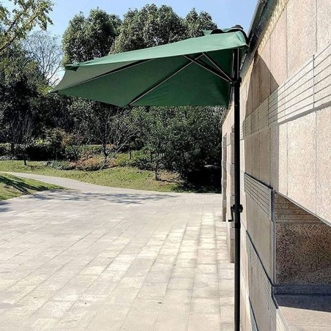 PÓŁPARASOL OGRODOWY SOLFINA, 270CM, BALKONOWY, TARASOWY, ZIELONY, KORBKA
