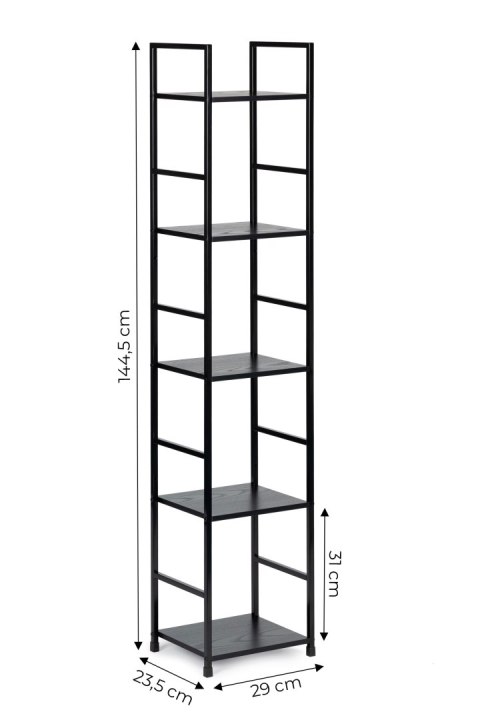 REGAŁ NA KSIĄŻKI ARCADIA, 5 PÓŁEK, LOFT, INDUSTRIALNY, DO SALONU, SZAFKA