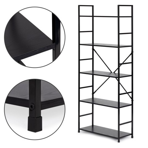 REGAŁ NA KSIĄŻKI STRUKTURA, 5 PÓŁEK, LOFT, INDUSTRIALNY, DO SALONU, BIUROWY