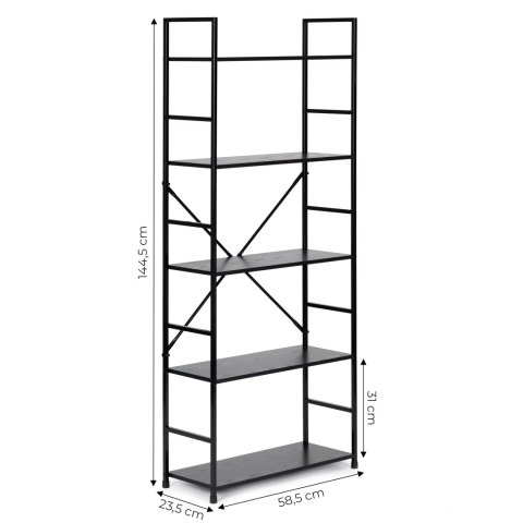 REGAŁ NA KSIĄŻKI STRUKTURA, 5 PÓŁEK, LOFT, INDUSTRIALNY, DO SALONU, BIUROWY
