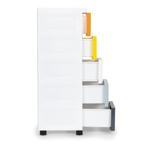 REGAŁ MOVILE, SZAFKA 5 SZUFLAD, BIAŁY, PÓŁKA NA ZABAWKI, DO SALONU, 84 CM