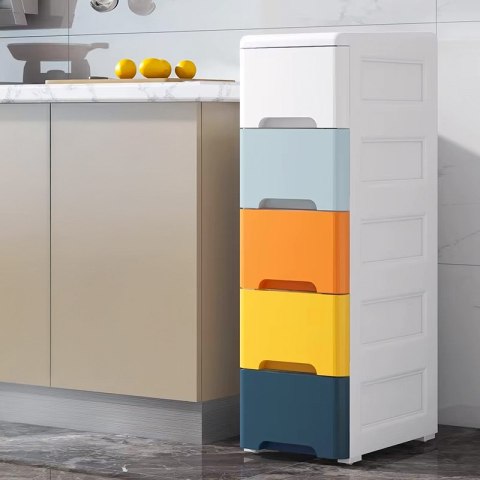REGAŁ MOVILE, SZAFKA 5 SZUFLAD, BIAŁY, PÓŁKA NA ZABAWKI, DO SALONU, 84 CM