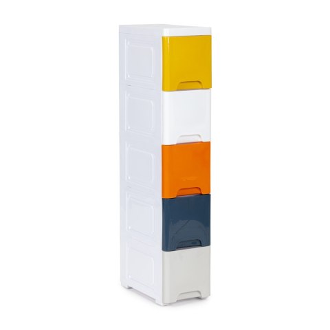 REGAŁ SZAFKA DLA DZIECI GIOIA, 5 SZUFLAD, BIAŁY, NA ZABAWKI, PÓŁKA, 83 CM