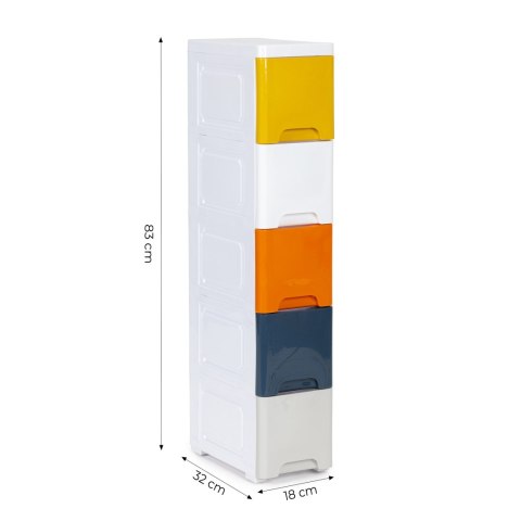 REGAŁ SZAFKA DLA DZIECI GIOIA, 5 SZUFLAD, BIAŁY, NA ZABAWKI, PÓŁKA, 83 CM