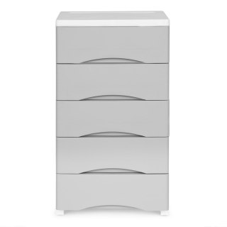 REGAŁ SZAFKA ORGANIA, 5 SZUFLAD, BIAŁY, PÓŁKA, DO SALONU, 75 CM, NA KÓŁKACH