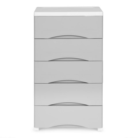 REGAŁ SZAFKA ORGANIA, 5 SZUFLAD, BIAŁY, PÓŁKA, DO SALONU, 75 CM, NA KÓŁKACH