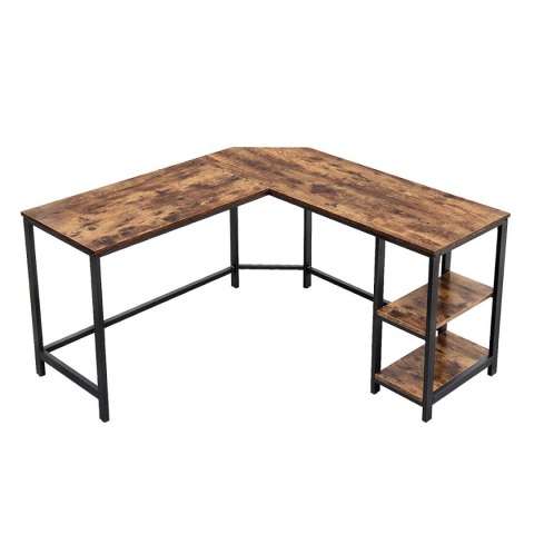 BIURKO KOMPUTEROWE FERMIER, NAROŻNE, LOFT, RUSTYKALNE, PÓŁKI, 138X138CM