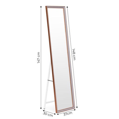 LUSTRO STOJĄCE AURAIA, OZDOBNA RAMA, MIEDŹ, SZARE, GARDEROBA, 147CM