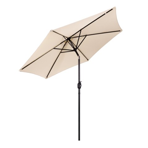 PARASOL OGRODOWY 270CM, SKOŚNY, Z KORBĄ, TILT, BEŻOWY, TARASOWY, UMBRELLO