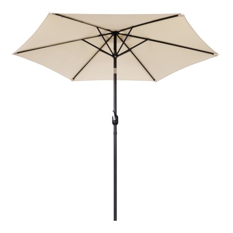 PARASOL OGRODOWY 270CM, SKOŚNY, Z KORBĄ, TILT, BEŻOWY, TARASOWY, UMBRELLO