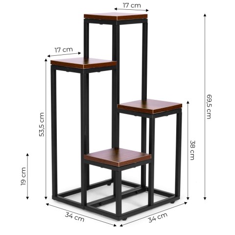 KWIETNIK REGAŁ AETHEL, PÓŁKA NA KWIATY, LOFT, INDUSTRIALNY, DO SALONU, CM